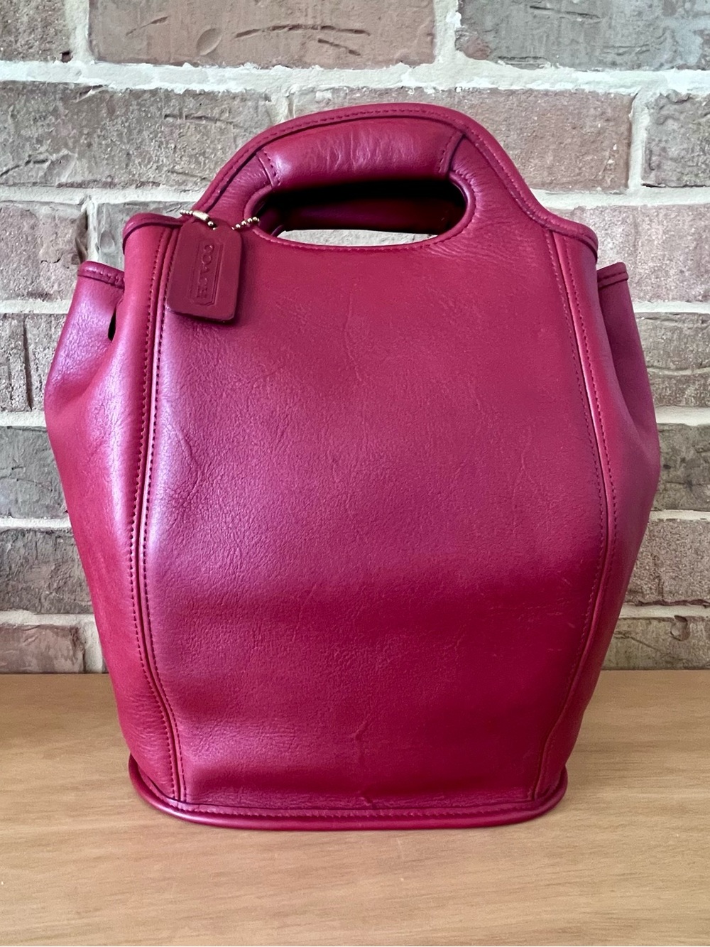 Vintage Coach Drawstring Backpack in red #9994. Made in the USA - 1996